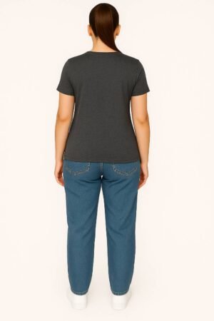 Antra-Melange-V-Neck-Cotton-T-Shirt-for-Unisex-back-View-women