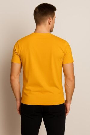 Mustard-Yellow-Round-Neck-Cotton-T-Shirt-Unisex-Regular-Fit-men-back
