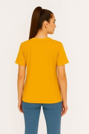 Mustard-Yellow-Round-Neck-Cotton-T-Shirt-Unisex-Regular-Fit-women-back