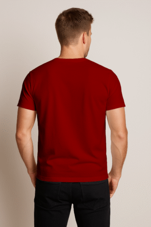 Unisex black cotton t-shirt by SWANKYSS featuring soft fabric and classic fit wear by men model back view