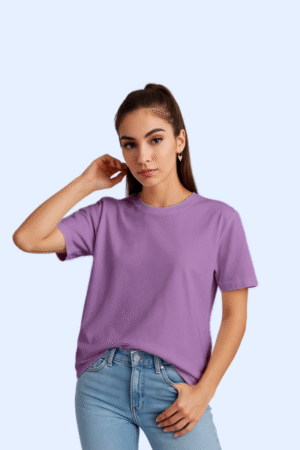 Unisex lavender cotton t-shirt by SWANKYSS with soft fabric and regular fit wear by model front view