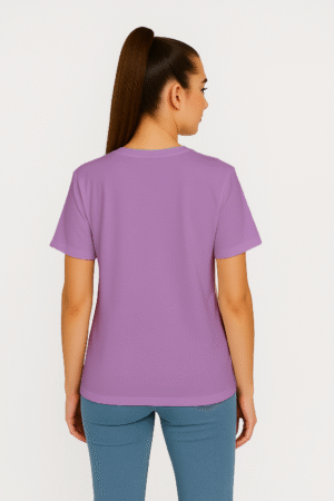Unisex lavender cotton t-shirt by SWANKYSS with soft fabric and regular fit wear by model back view