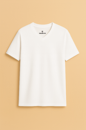 Swankyss white unisex v neck t-shirt