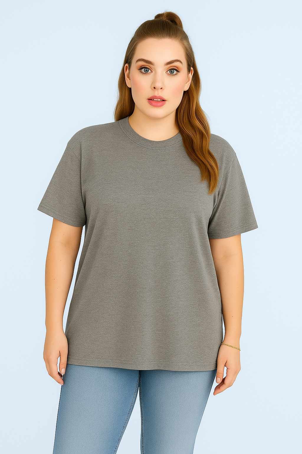 Grey Oversized Cotton T-Shirt for Unisex front View WoMen_optimized Grey-Oversized-Cotton-T-Shirt-for-Unisex-front-View-WoMen