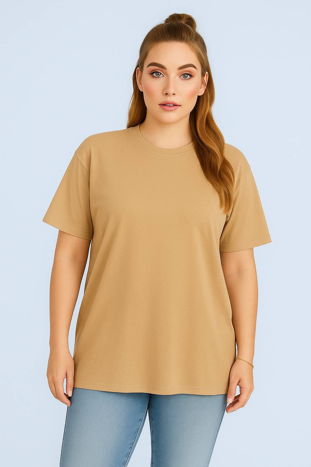 beigeOversized Cotton T-Shirt for Unisex frontback View Men_optimized beigeOversized-Cotton-T-Shirt-for-Unisex-front-View-Women