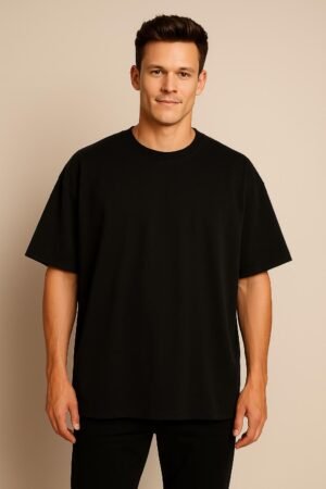 black-oversized-cotton-tshirt-front-Men
