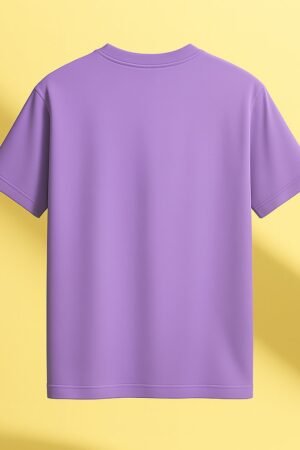 Unisex lavender cotton T-shirt with a cartoon bear in sunglasses holding a drink and the quote "All My Problems Seem Bear-Able Now", regular fit with round neck and short sleeves back view